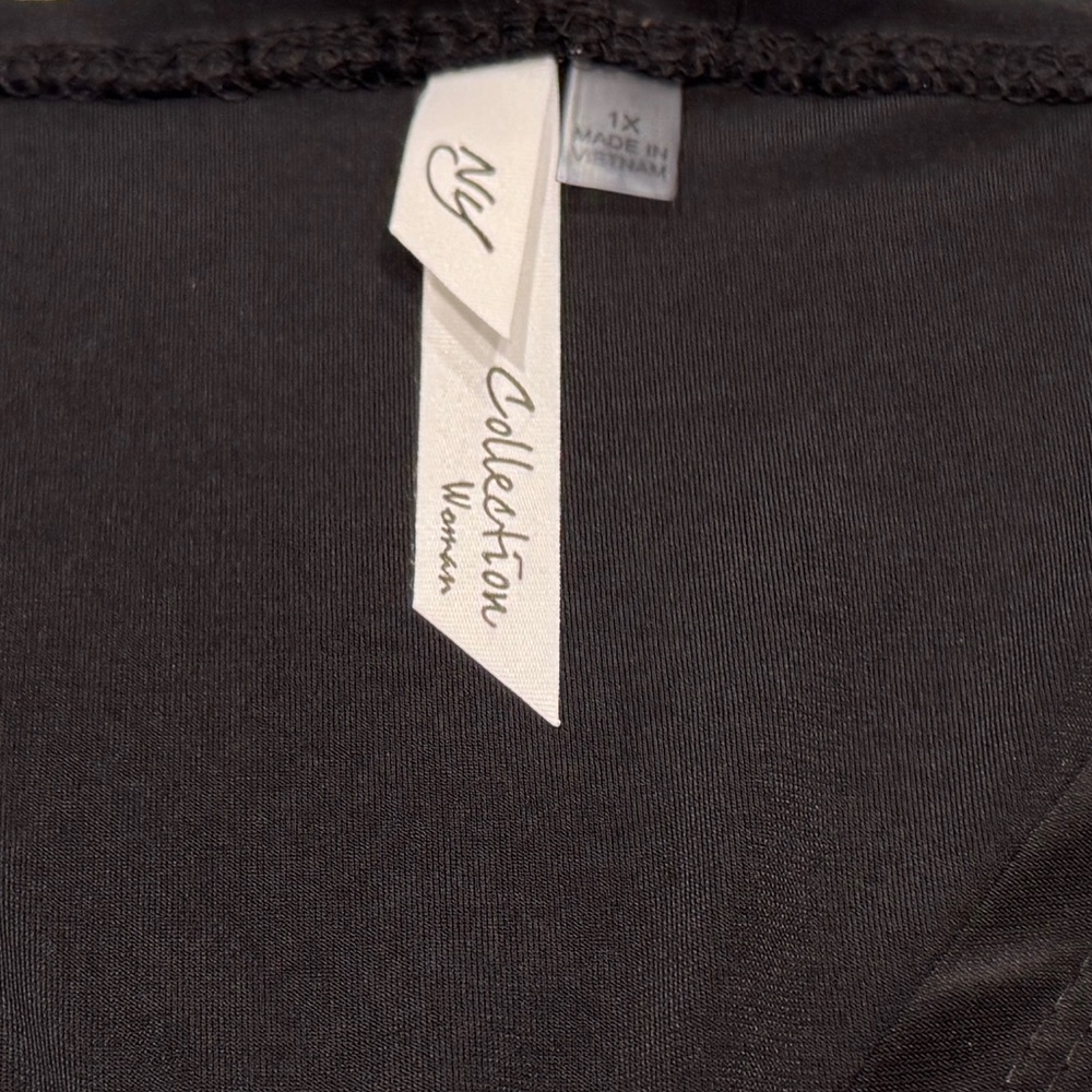 NY Collection Woman Black Formal V Neck Long Sleeve Dress Women’s Size 1X NWOT - Picture 7 of 11